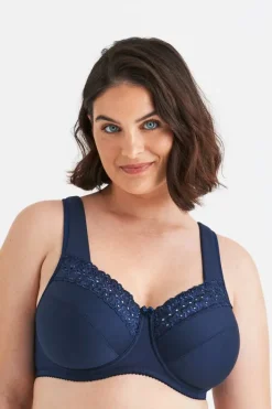 Miss Mary Bra|Underwired Bras|Broderie Anglaise bra Darkblue
