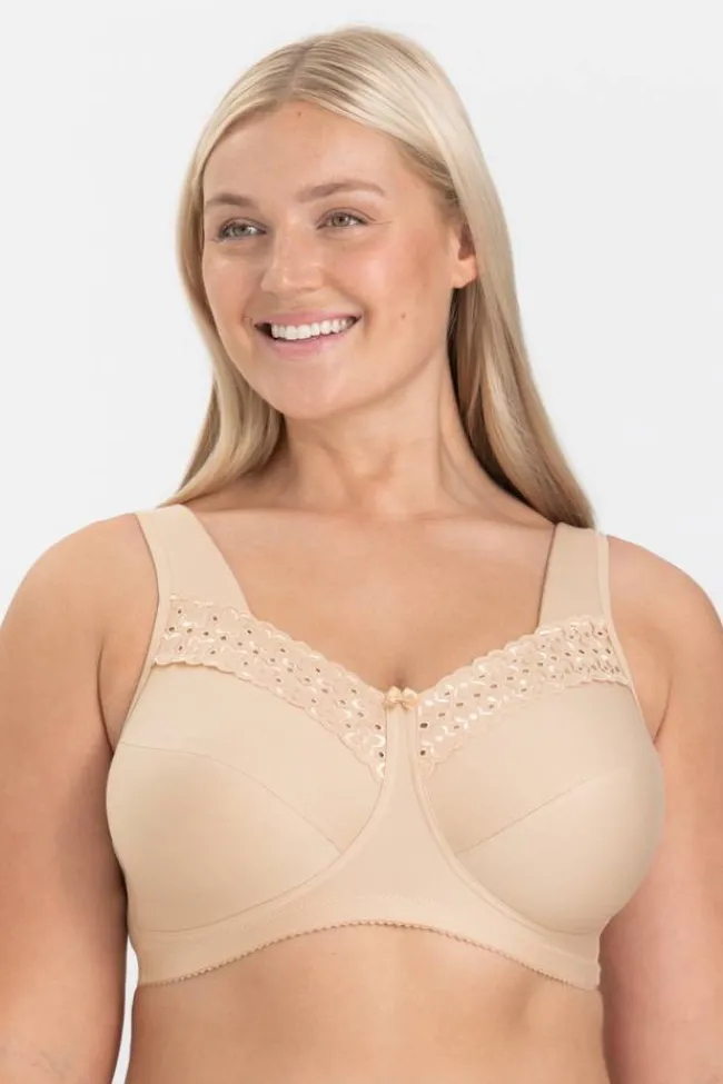 Miss Mary Bra|Non-Wired Bras|Broderie Anglaise bra Beige