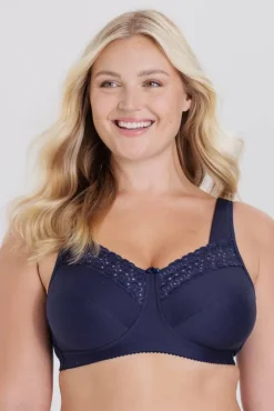 Miss Mary Bra|Non-Wired Bras|Broderie Anglaise bra Darkblue
