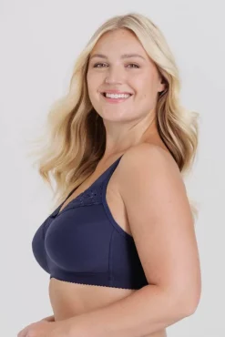 Miss Mary Bra|Non-Wired Bras|Broderie Anglaise bra Darkblue