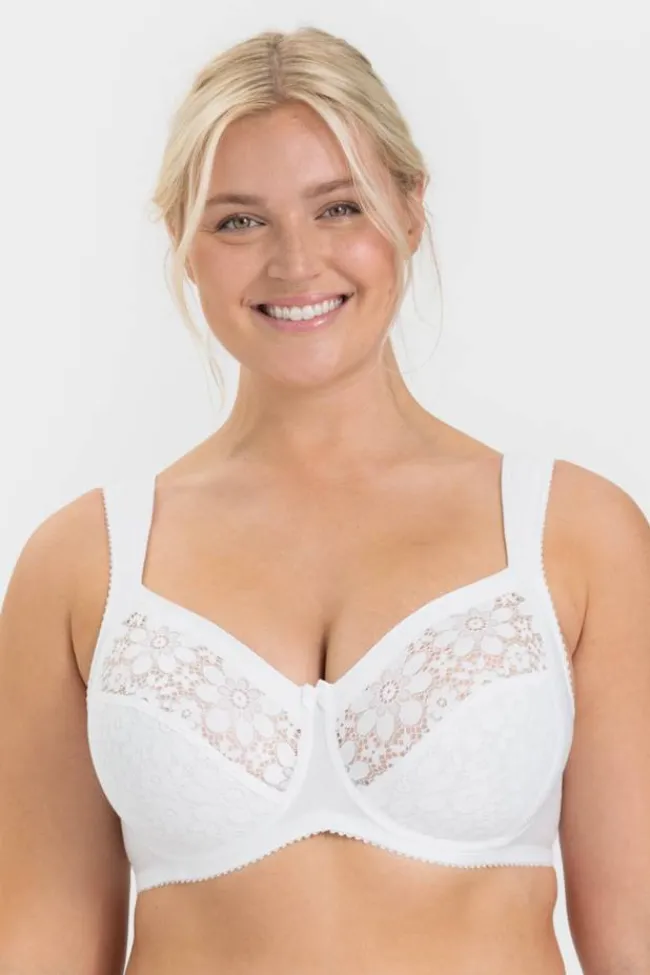 Miss Mary Bra|Underwired Bras|Cotton Bloom bra White