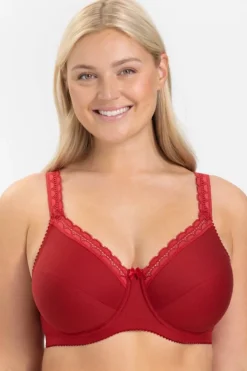 Miss Mary Bra|Underwired Bras|Cotton Comfort bra Red