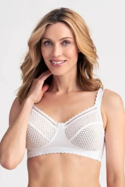 Miss Mary Bra|Non-Wired Bras|Cotton Dots Lace bra White