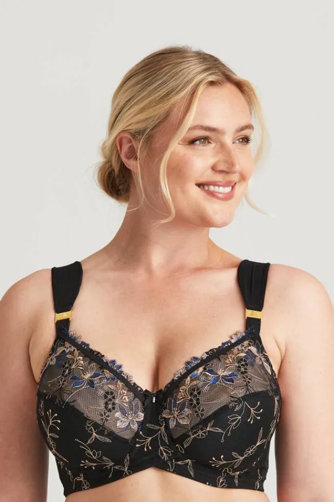 Miss Mary Bra|Underwired Bras|Embroidered Dreams bra Black