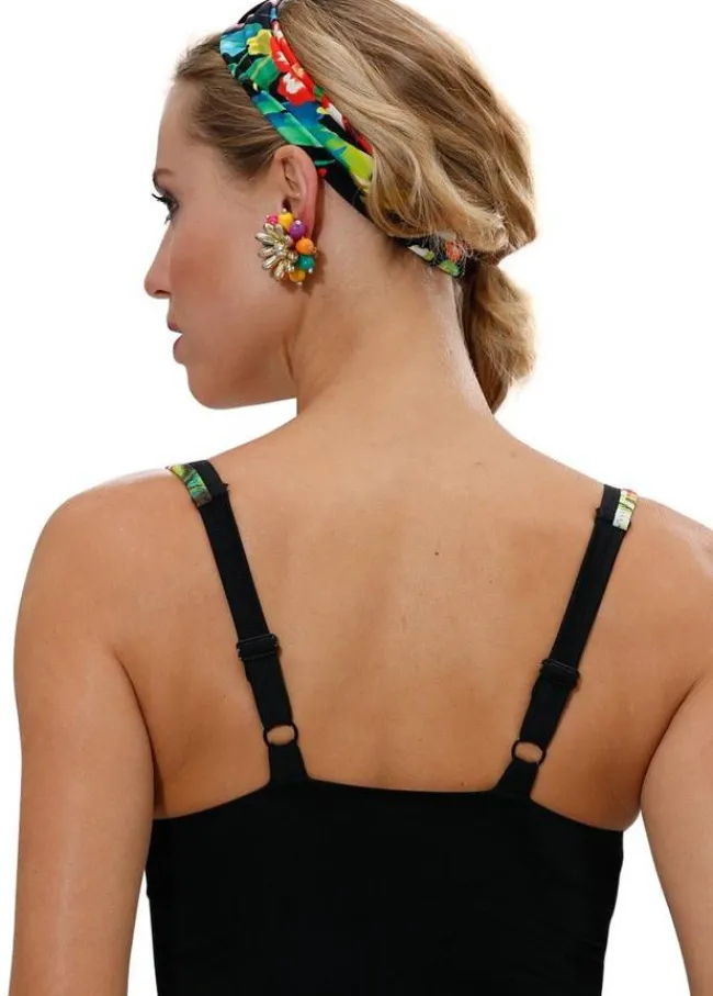 Miss Mary Swimwear|Hibiscus tankini Black