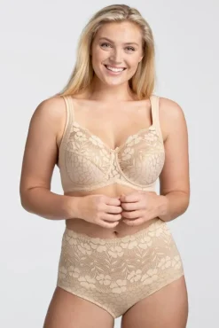 Miss Mary Bra|Underwired Bras|Jacquard & Lace bra Beige