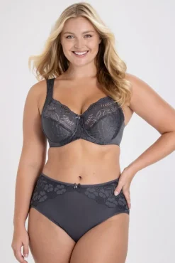 Miss Mary Bra|Underwired Bras|Jacquard & Lace bra DarkGrey