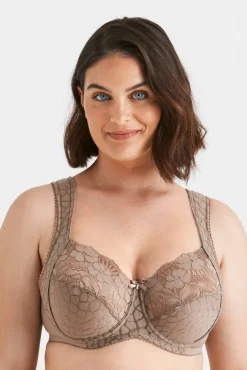 Miss Mary Bra|Underwired Bras|Jacquard & Lace bra Taupe