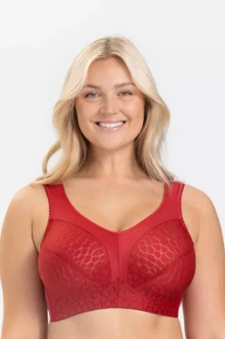 Miss Mary Bra|Non-Wired Bras|Lovely Jacquard bra Red