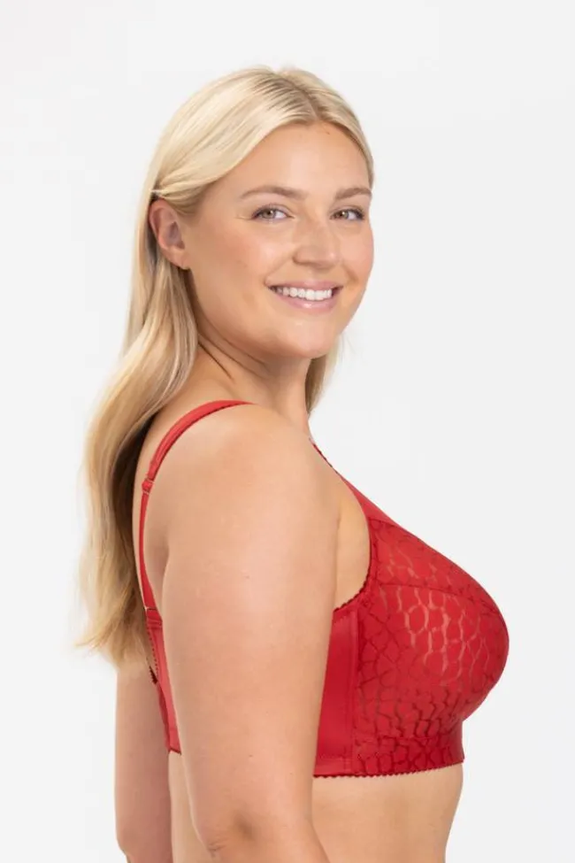 Miss Mary Bra|Non-Wired Bras|Lovely Jacquard bra Red