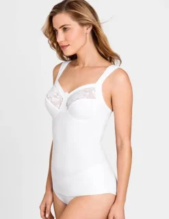 Miss Mary Tops|Lovely Lace camisole with built-in bra White