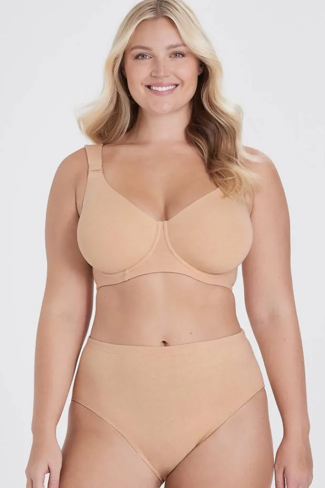 Miss Mary Bra|Underwired Bras|Organic Cotton t-shirt bra Beige