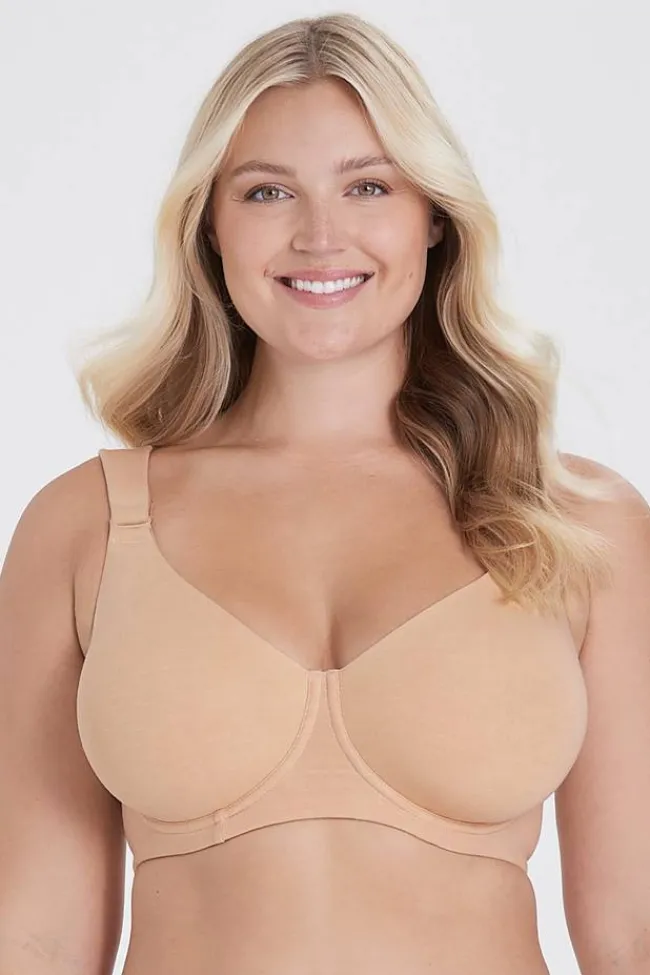 Miss Mary Bra|Underwired Bras|Organic Cotton t-shirt bra Beige
