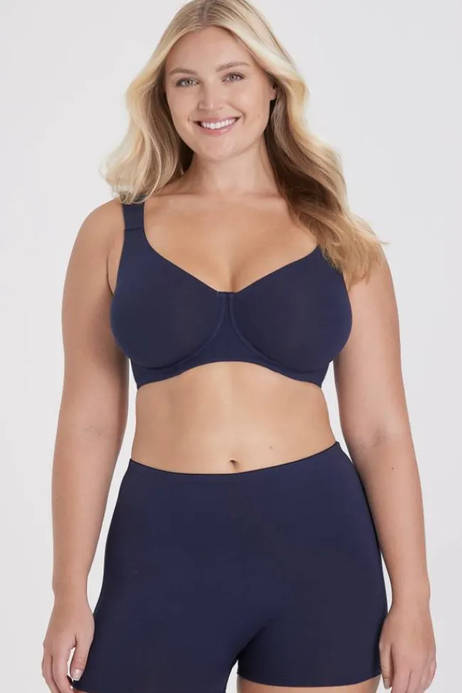 Miss Mary Bra|Underwired Bras|Organic Cotton t-shirt bra Darkblue