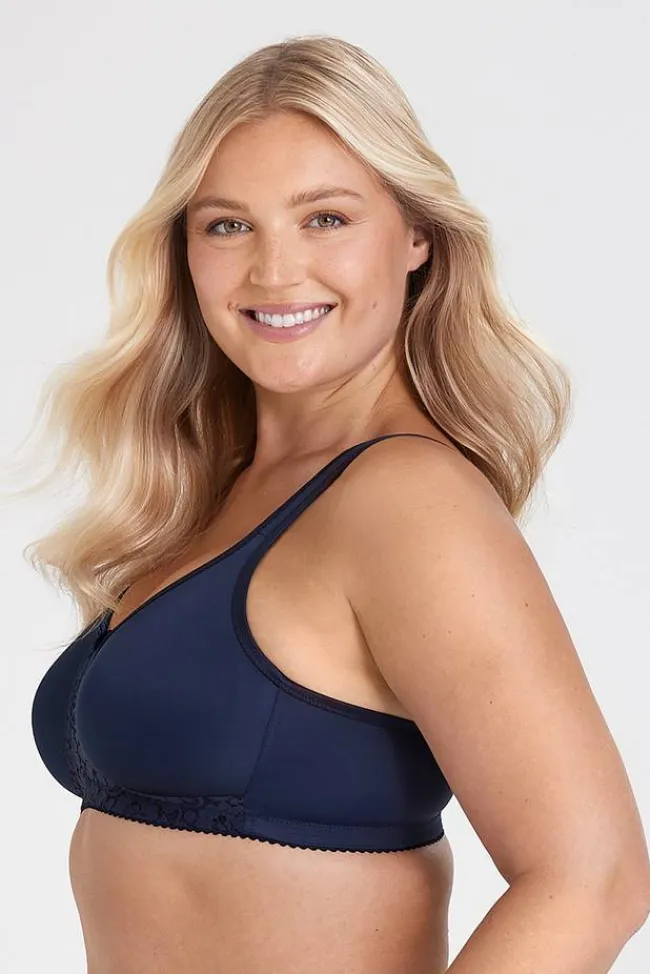 Miss Mary Bra|Non-Wired Bras|Smooth Lacy T-shirt bra Darkblue